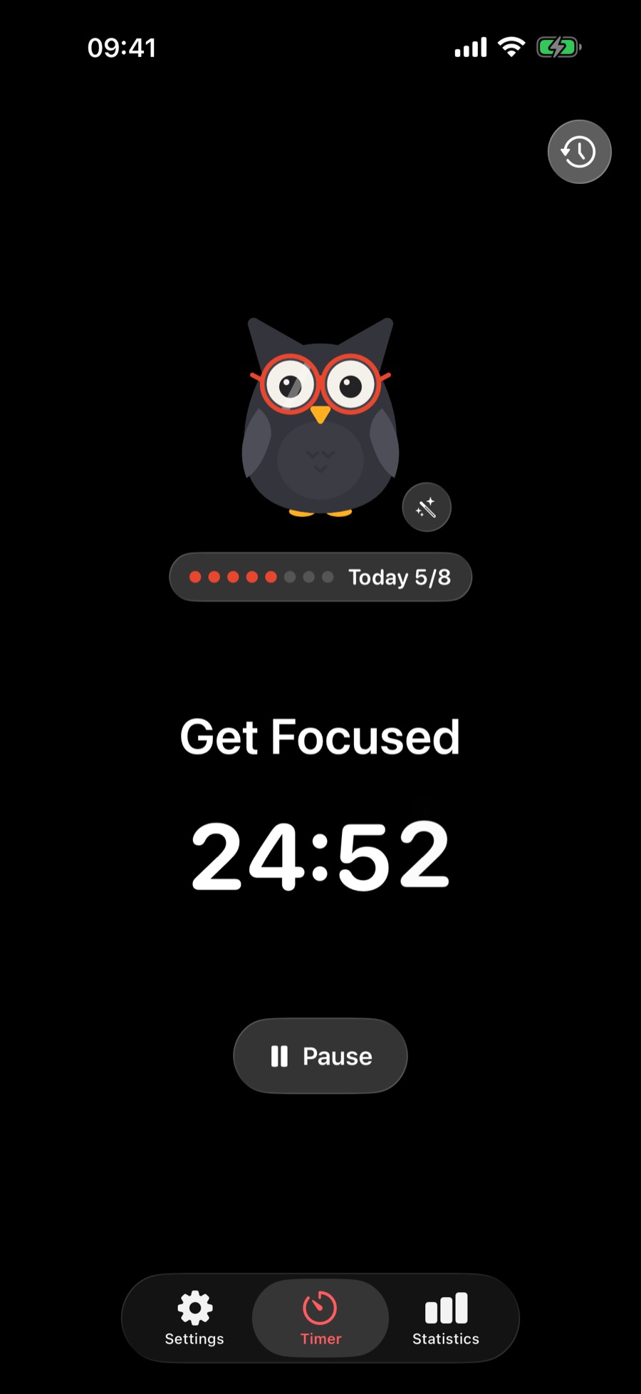 Timer running a focus session with Pomo and the daily goal