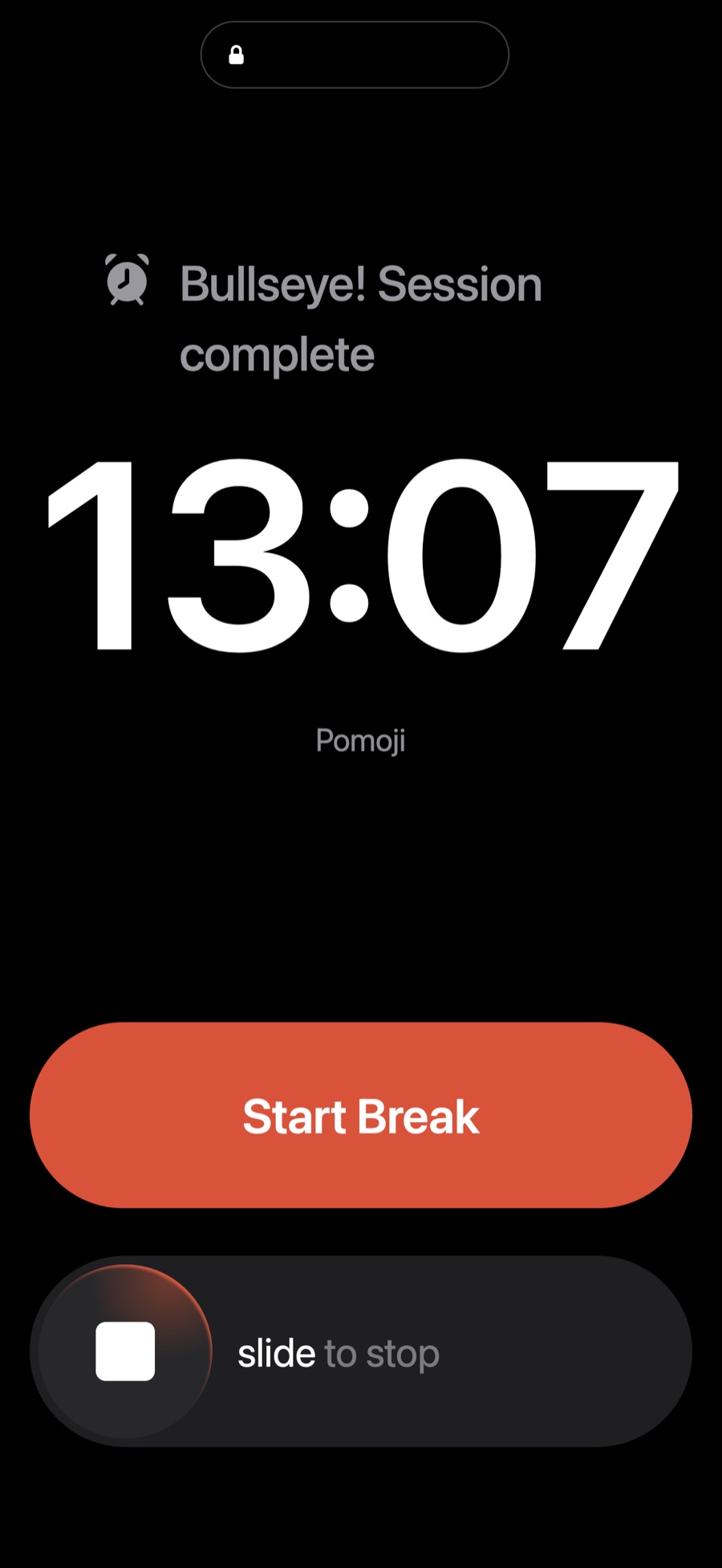 Full-screen alarm when a focus session ends